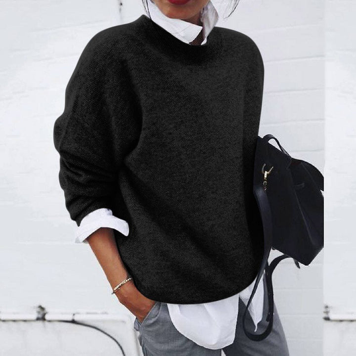 Women's Oversized Mock Neck Layered Knit Sweater