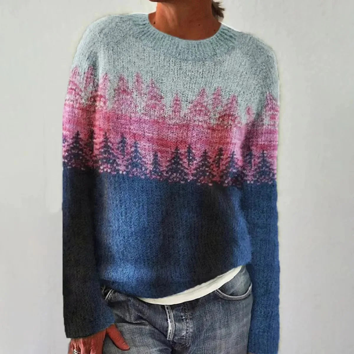 Women's Fair Isle Boat Neck Patterned Knit Sweater
