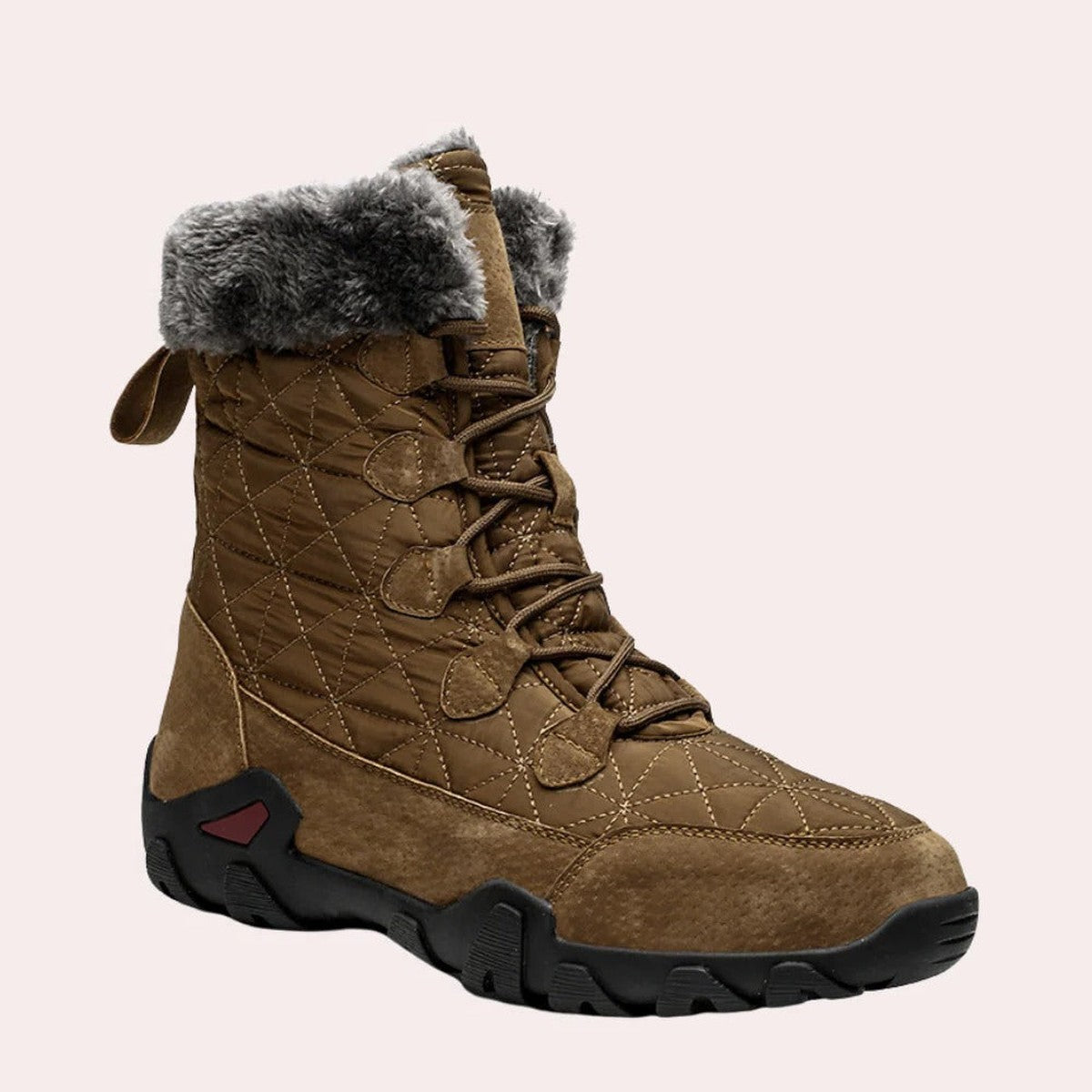 Men's Faux Fur Trim Quilted Snow Boots