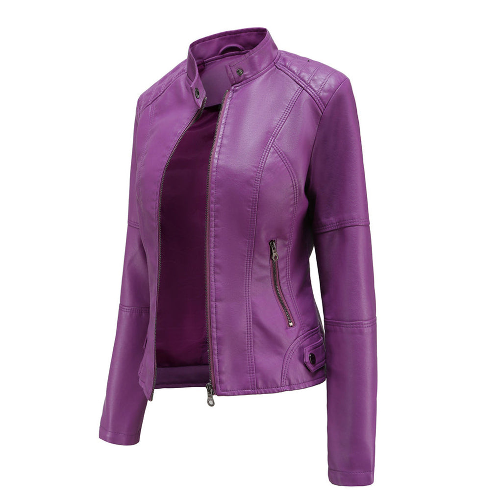 Women's Zip-Up Moto Style Fitted Jacket