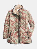 Women’s Vintage Floral Print Quilted Snap Button Jacket