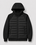 Men's quilted hooded zip jacket with long sleeves and front zip pockets