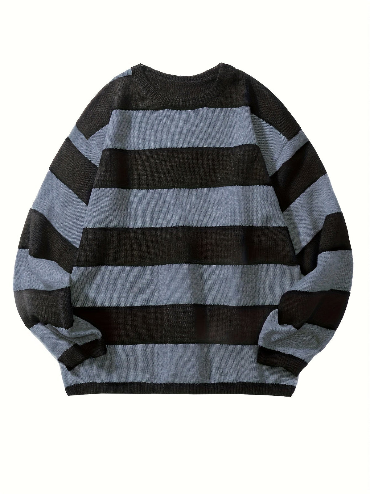 Men's Striped Oversized Knit Crewneck Sweater