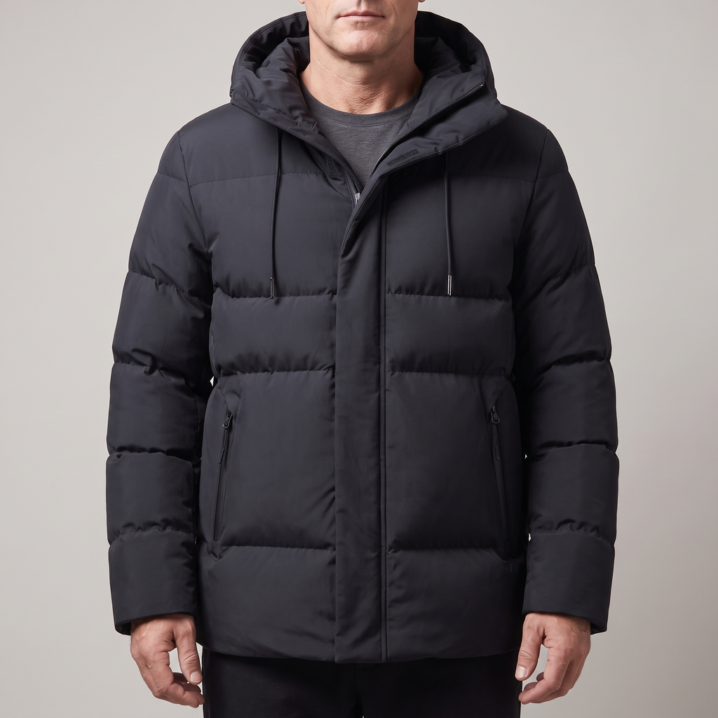 Men's Hooded Channel Quilted Puffer Jacket