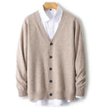 Men's heathered knit V-neck button cardigan with long sleeves