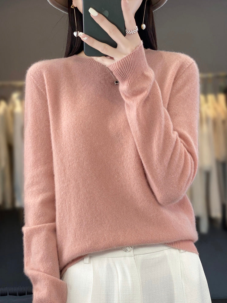 Women's Relaxed Crew Neck Soft Knit Pullover Sweater