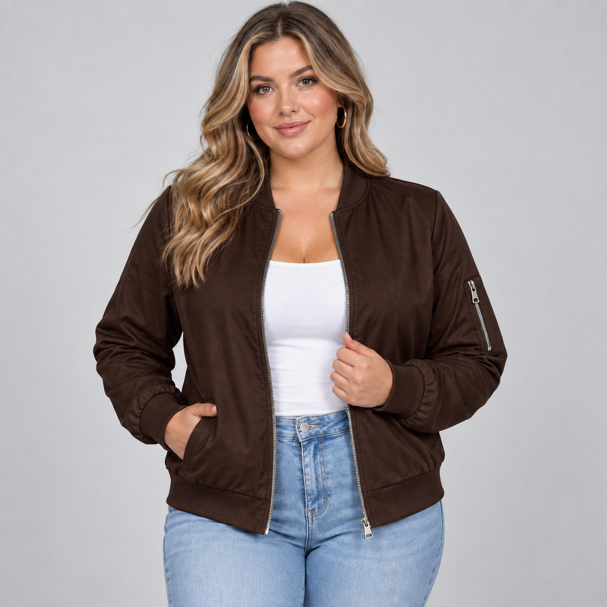Women's Classic Zip-Up Bomber Jacket