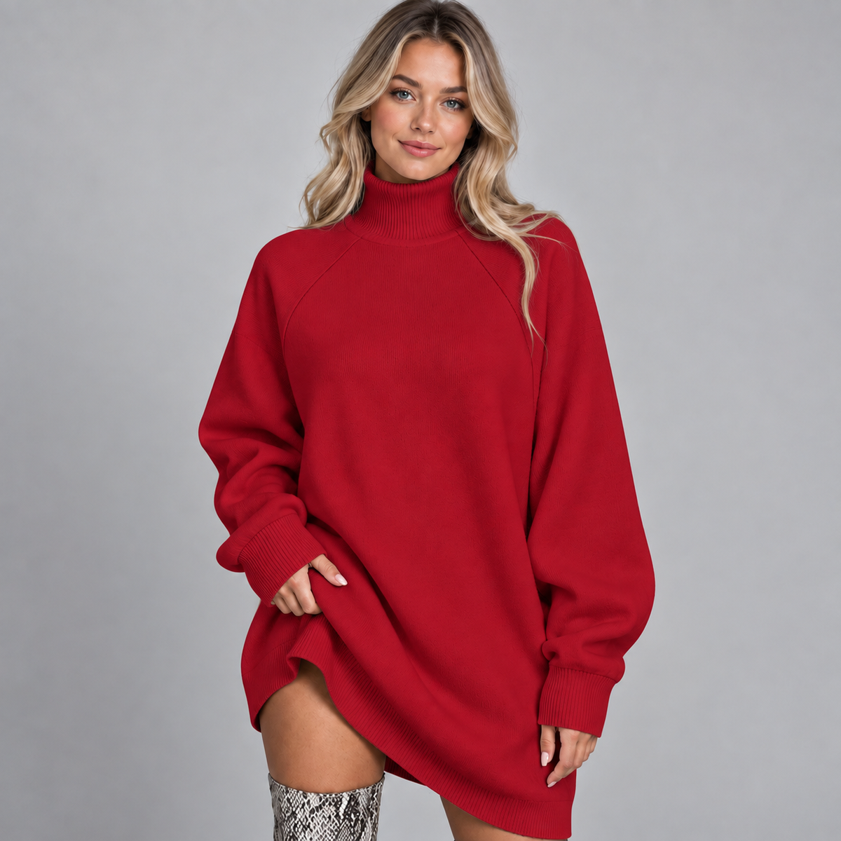 Women's Oversized Turtleneck Sweater Dress