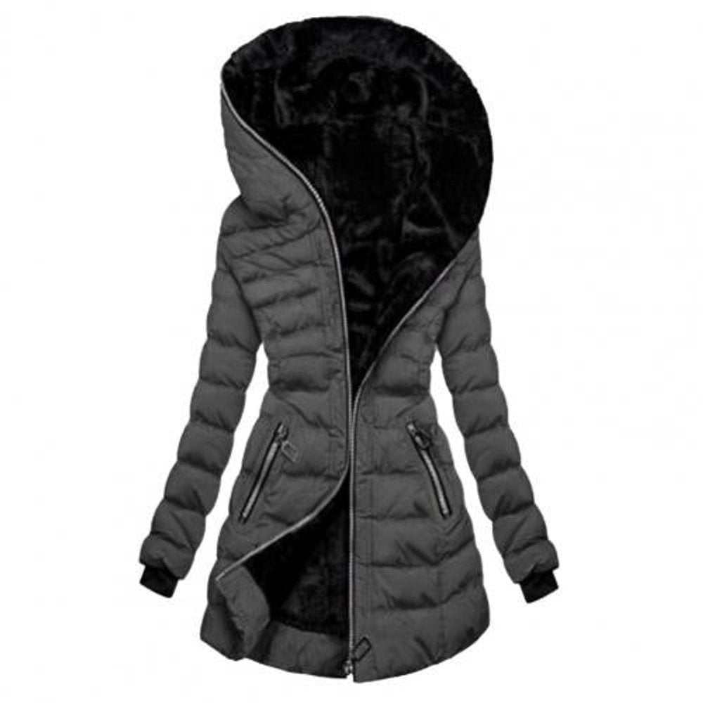 Women's Fleece-Lined Asymmetric Zip Quilted Puffer Coat