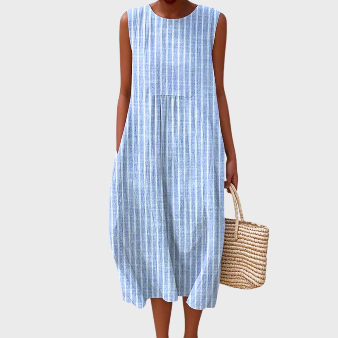 Colour Block Gingham Sleeveless Midi Dress