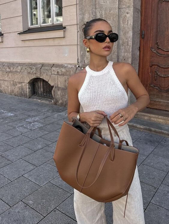Women's Vintage Style Structured Tote Bag