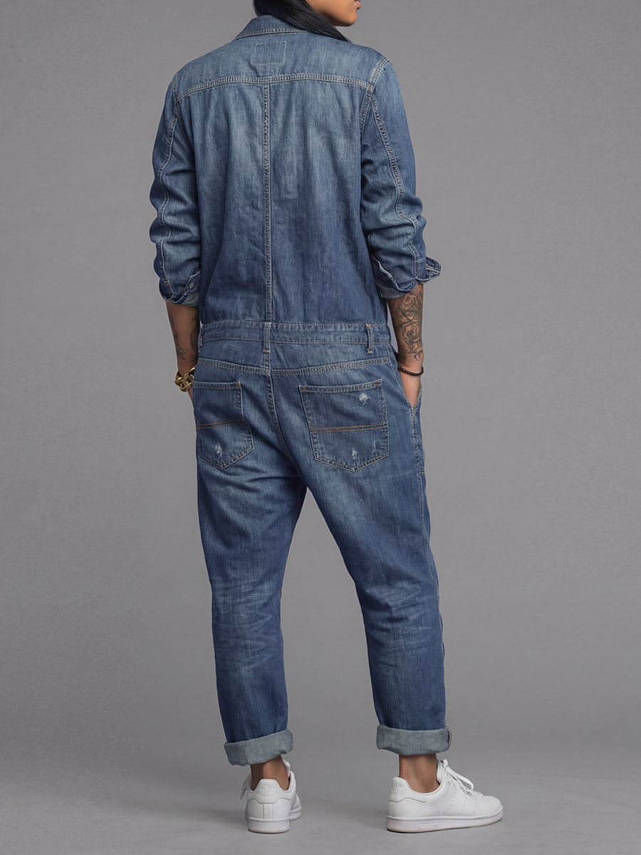 Women's Relaxed Fit Denim Utility Jumpsuit
