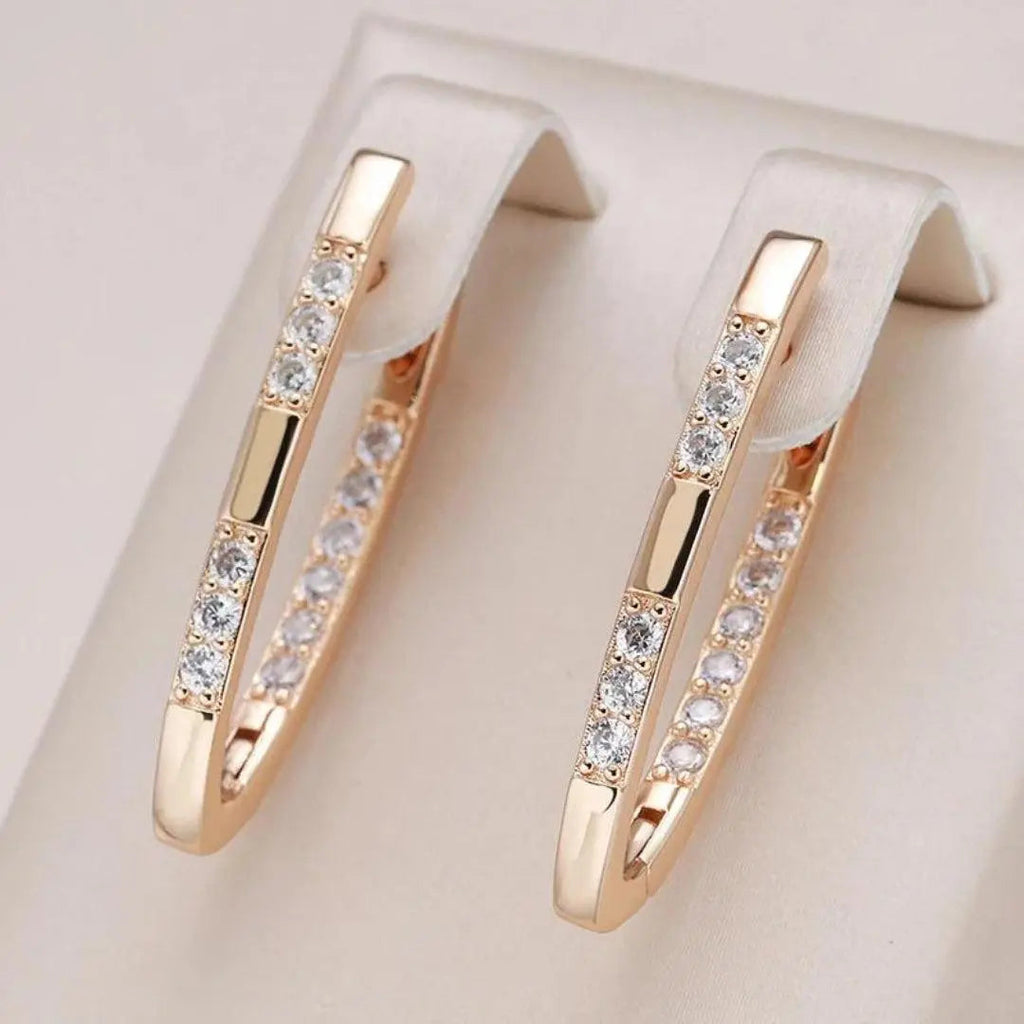 Gold-Tone Pave Crystal Oval Hoop Earrings
