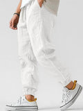 Linen Jogger Trousers with Elasticated Ankle Cuff