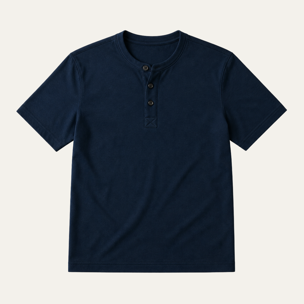 Short Sleeve Cotton Henley T-Shirt