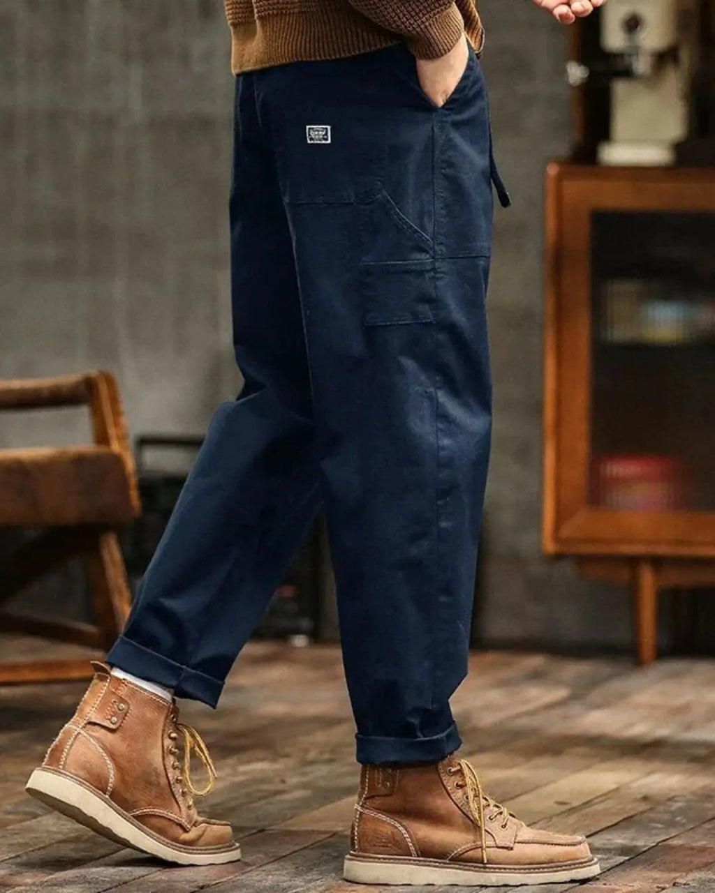 Vintage Cargo Trousers with Rolled Cuff Detail