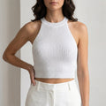 Ribbed Knit Halter Neck Crop Top
