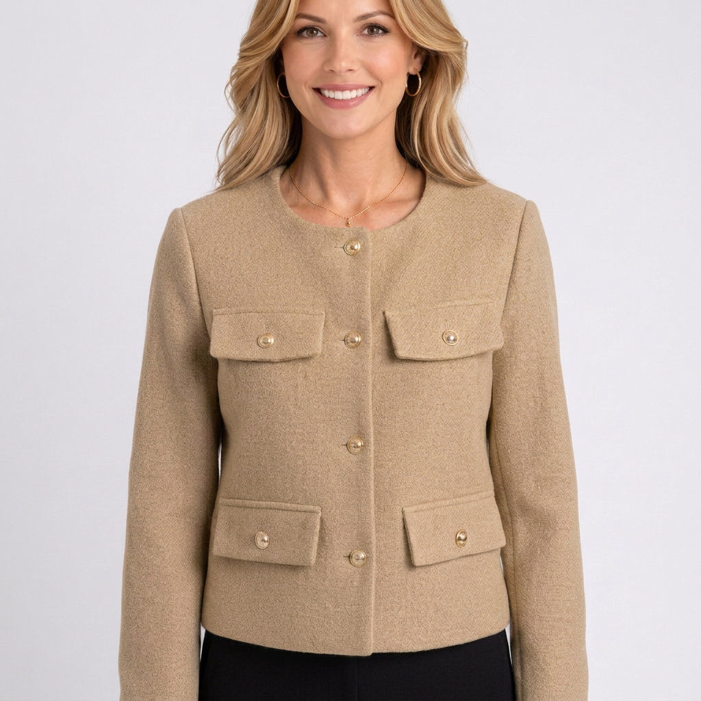 Jacket – Button Front Cropped Tailored Style