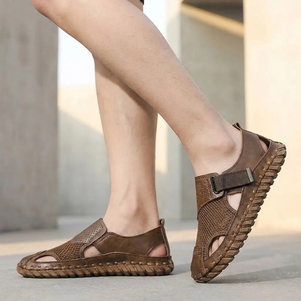 Men's Suede Sport Sandals with Velcro Strap
