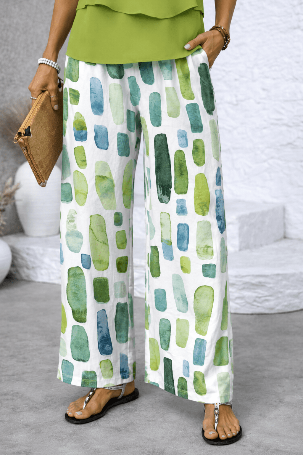 Layered Tank &amp; Printed Wide-Leg Trouser Co-Ord Set