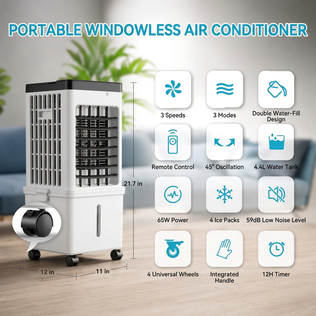 Portable Evaporative Air Cooler with Water Tank