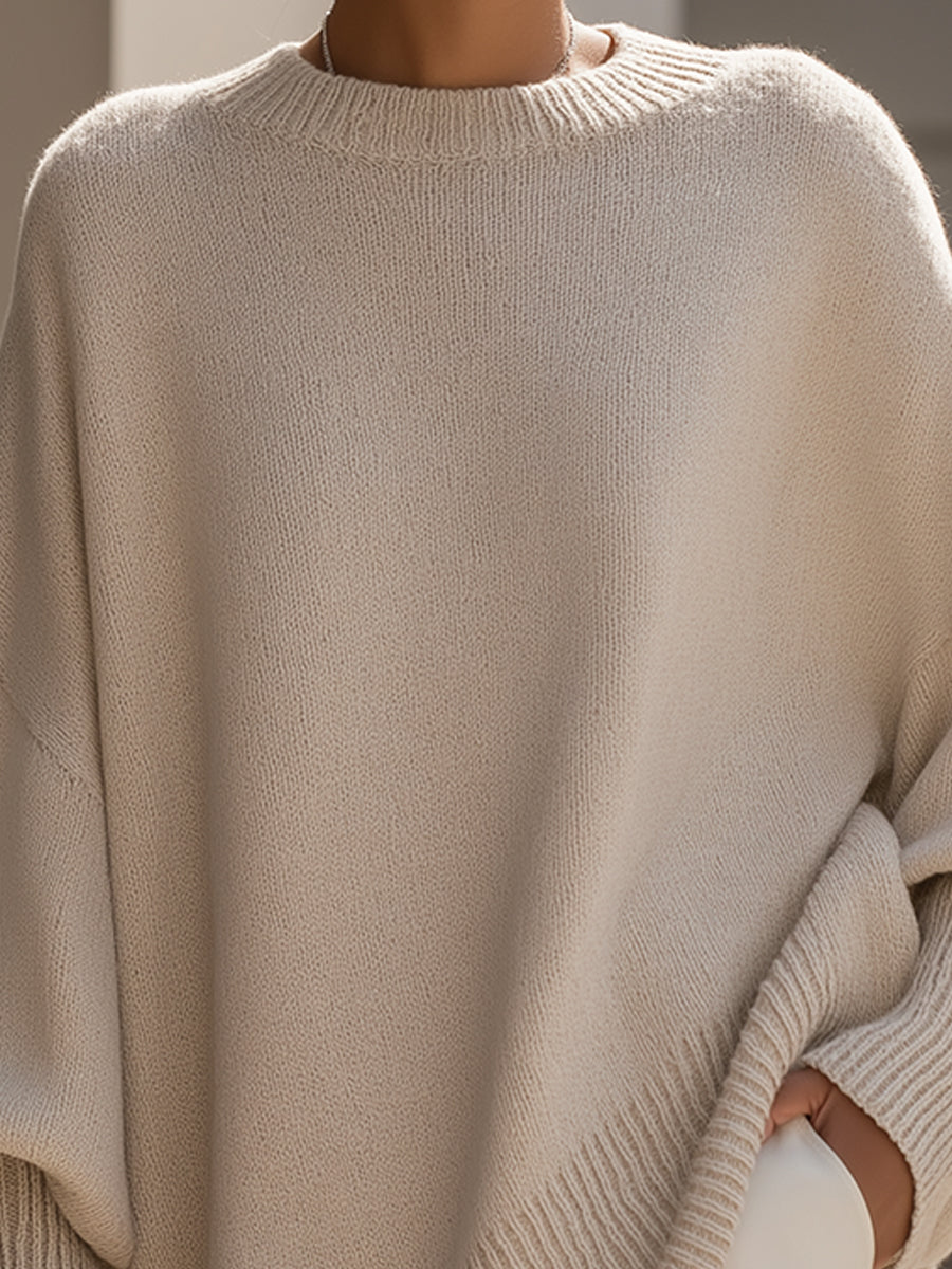 Women's Oversized Asymmetric Hem Knit Sweater