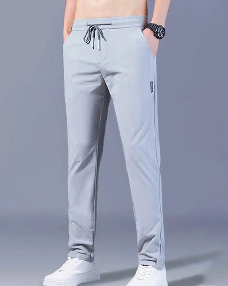 Men's Tapered Stretch Trousers with Drawstring Waist