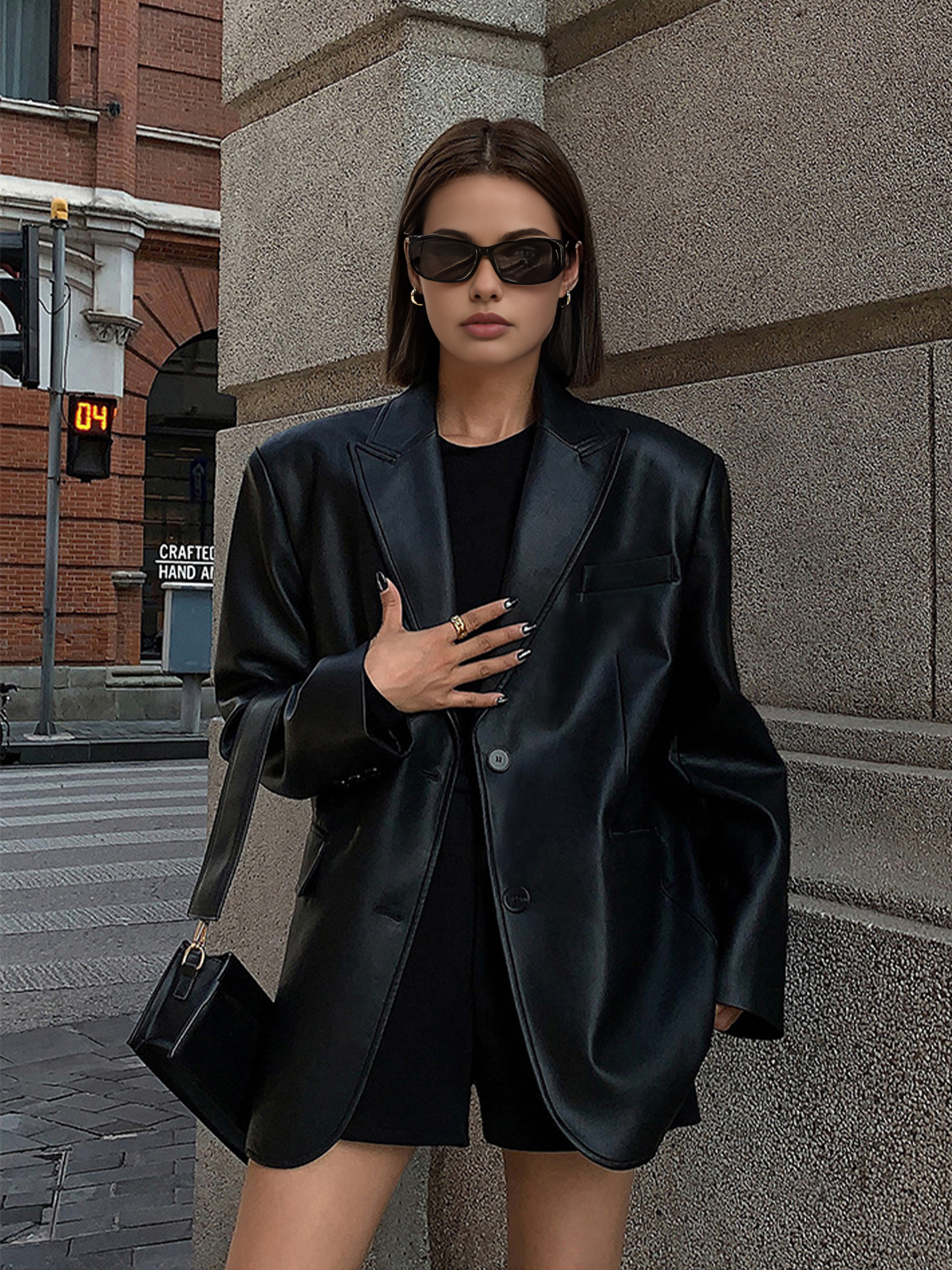 Women's Oversized Sleek Blazer with Curved Hem
