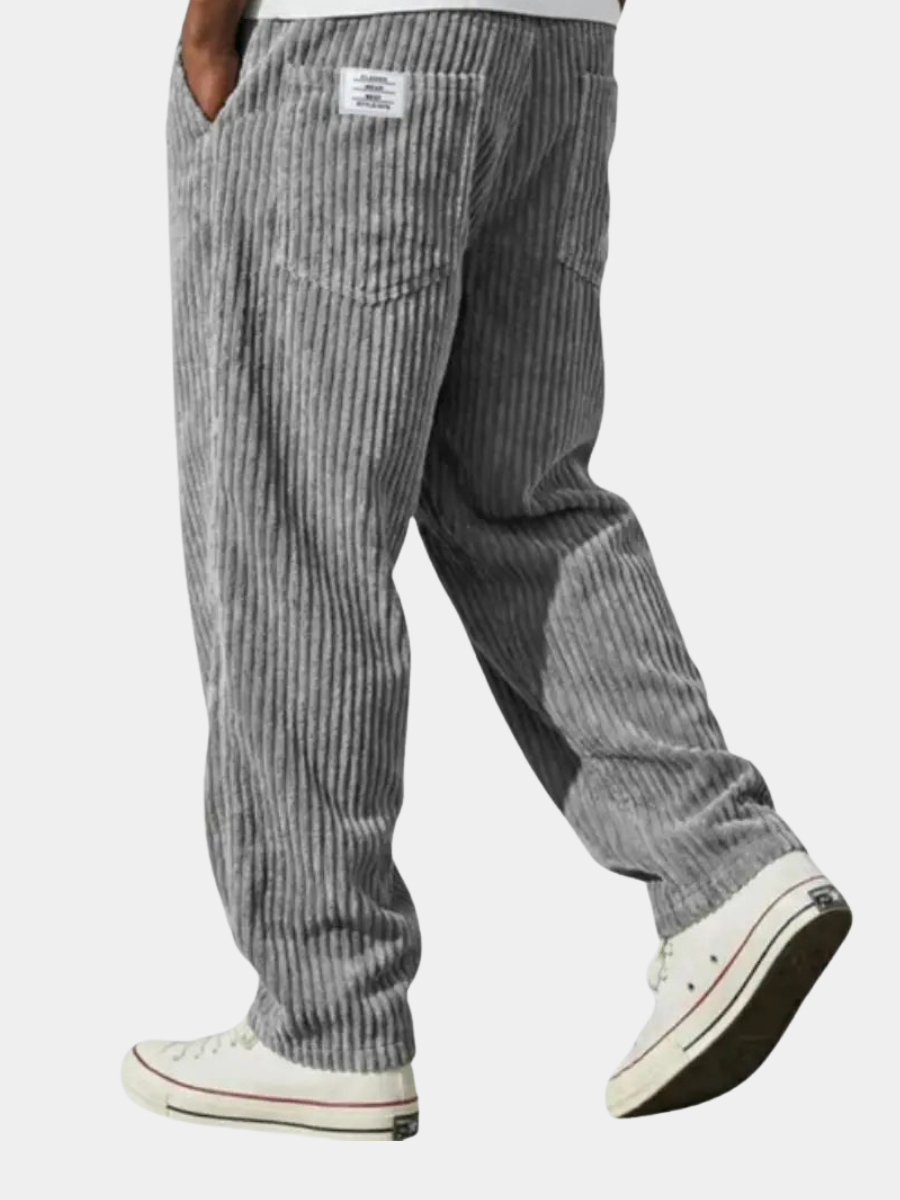 Men's Wide Leg Corduroy Trousers with Patch Pocket
