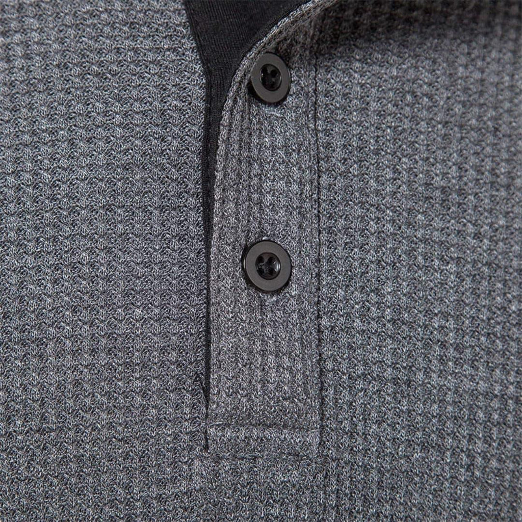Henley pour homme en maille gaufrée avec manches raglan