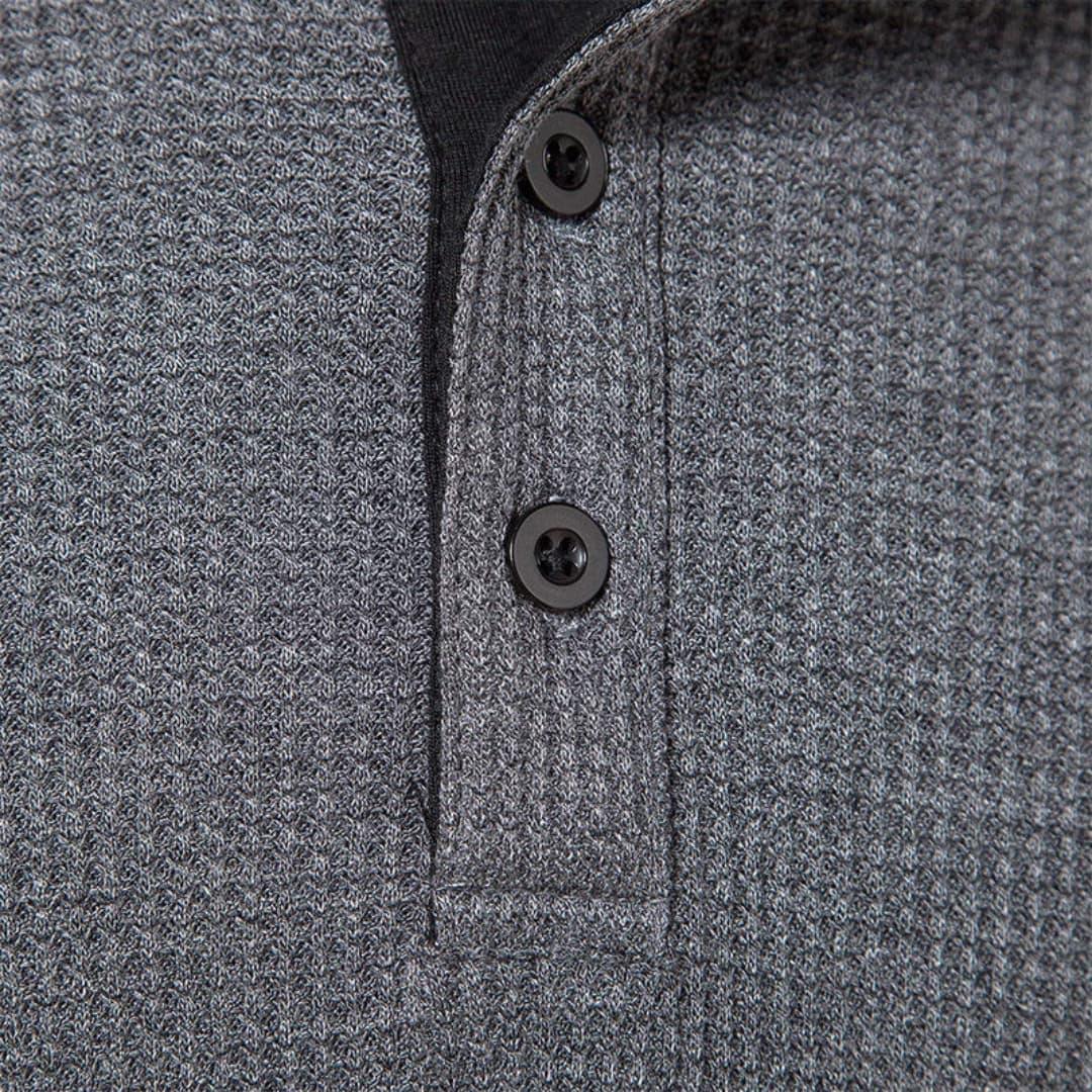 Henley pour homme en maille gaufrée avec manches raglan
