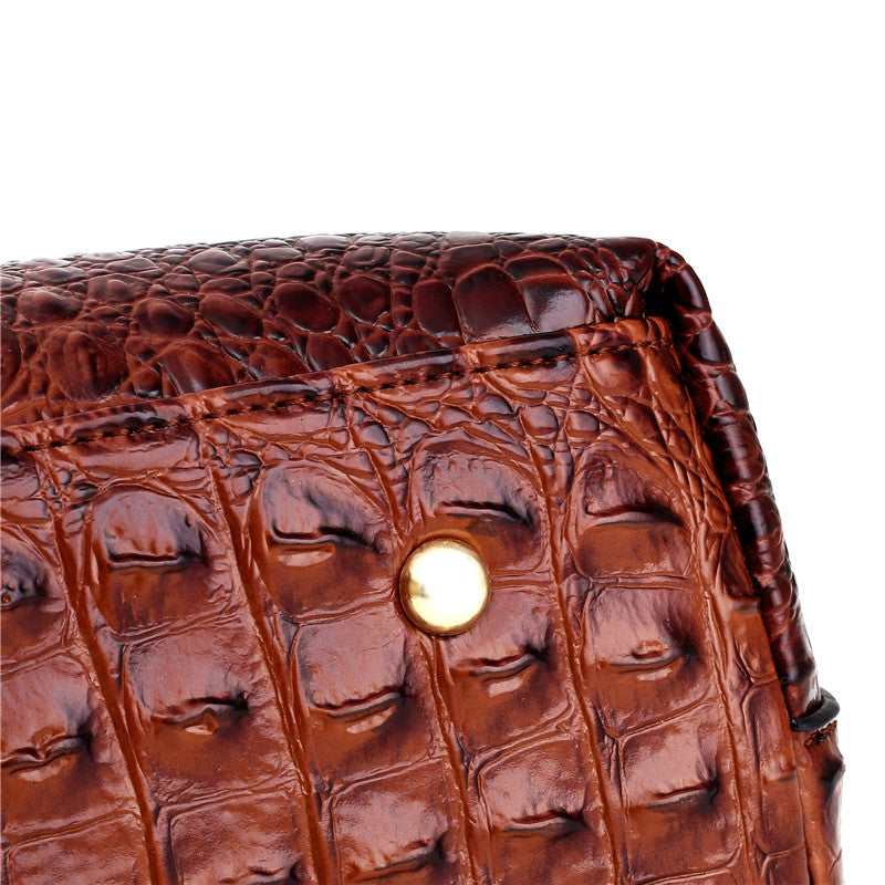 Croc Embossed Round Handle Structured Tote Bag