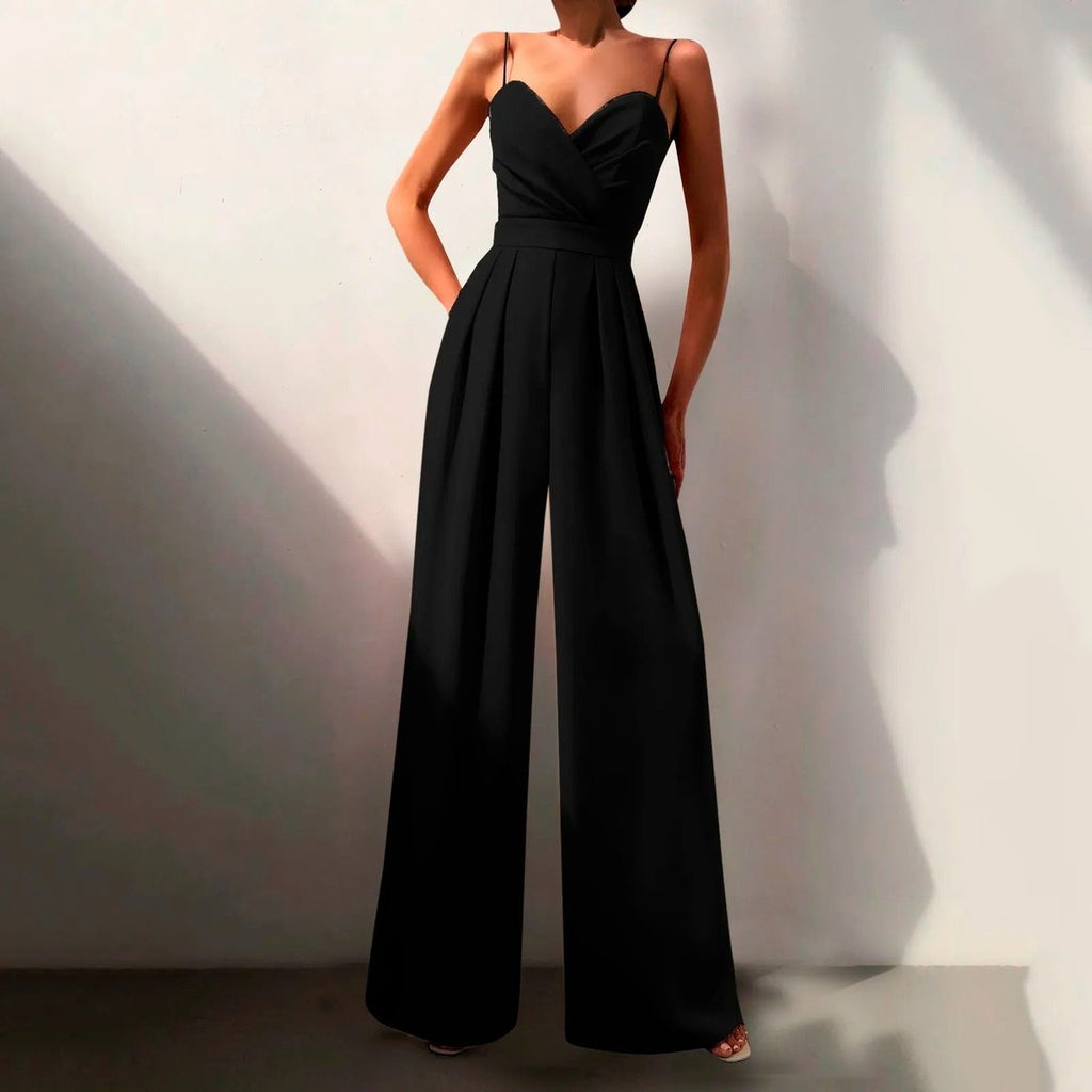 Sweetheart Neck Spaghetti Strap Wide Leg Jumpsuit