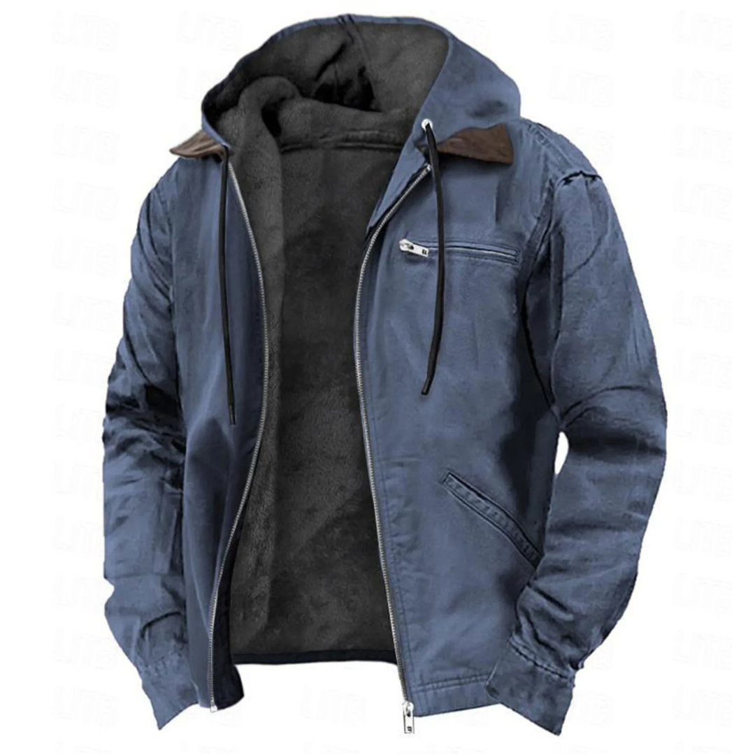 Men's Fleece-Lined Hooded Winter Jacket