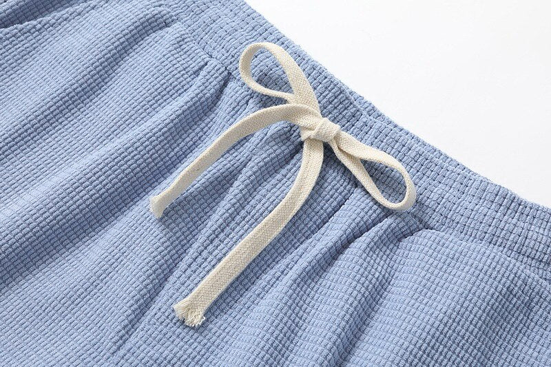 Shorts en maille gaufrée avec taille à cordon de serrage