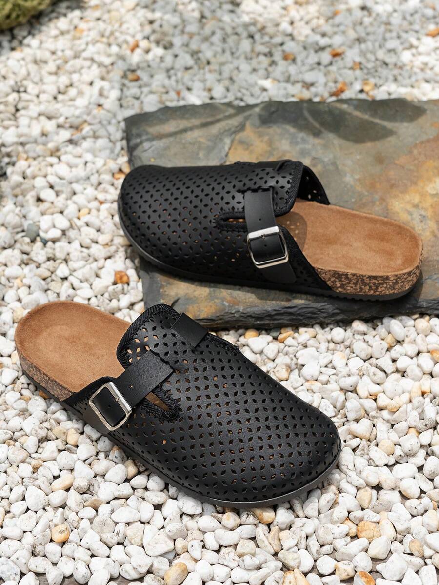 Men's Suede-Effect Closed Toe Buckle Sandals