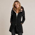 Veste longue à capuche pour femmes, doublée de motifs floraux