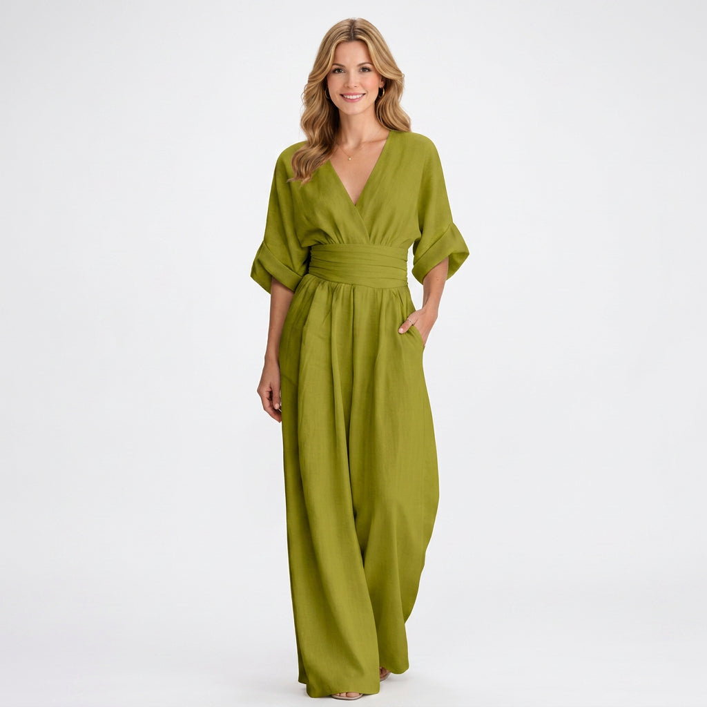 Jumpsuit – Wrap Front Wide Leg Belted Style