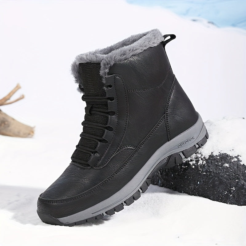 Women's Faux Fur Lined Lace-Up Hiking Snow Boots