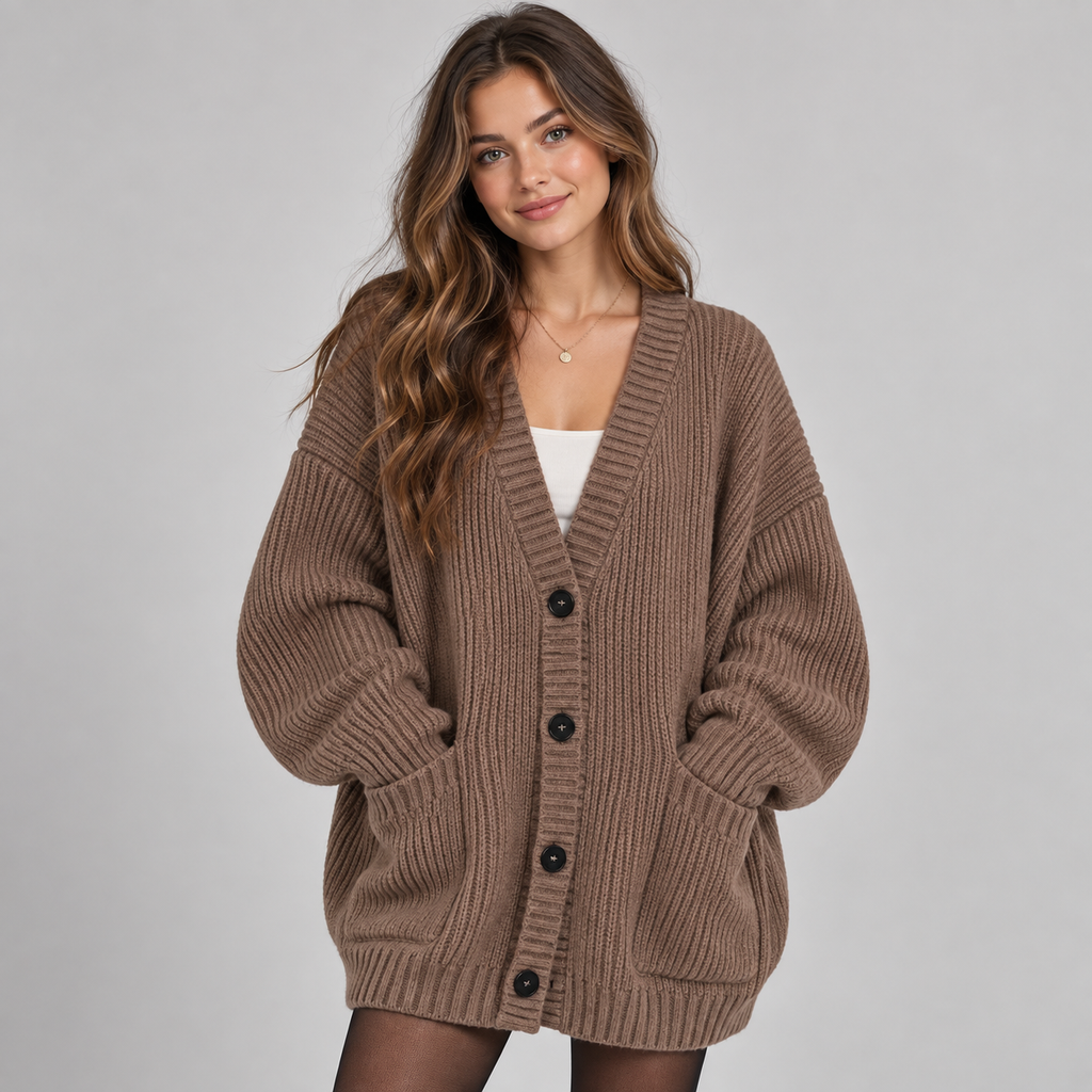 Women's Oversized Ribbed Knit Cardigan