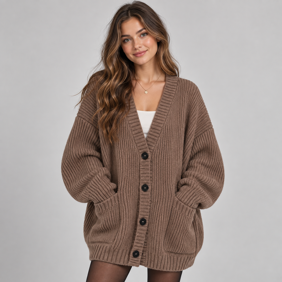 Women's Oversized Ribbed Knit Cardigan