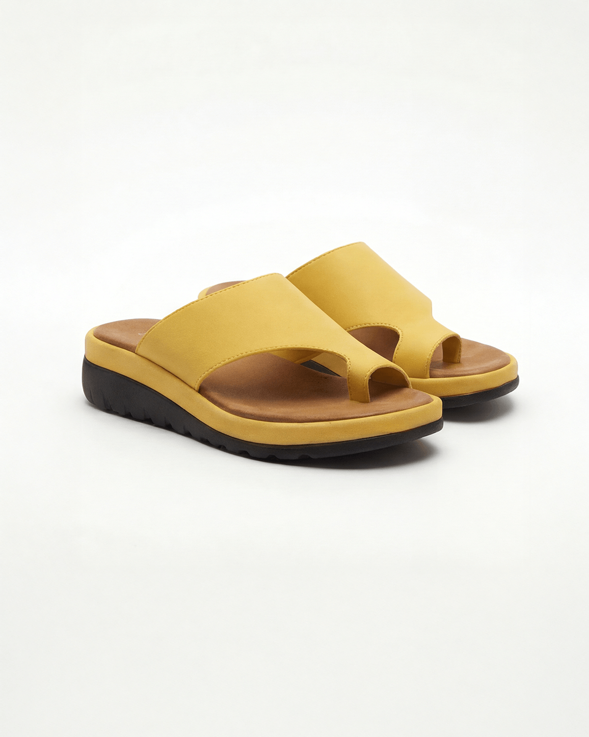 Metallic Toe Loop Platform Slide Sandals