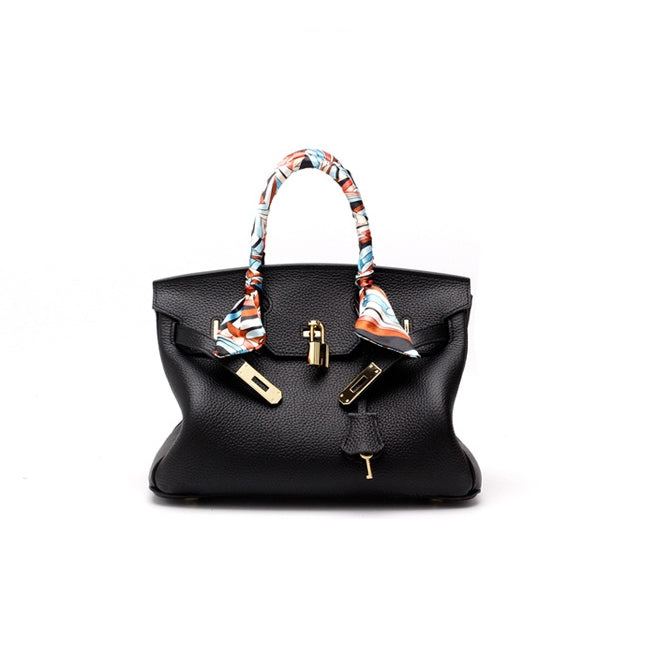 Structured Turn-Lock Tote Bag with Padlock Detail