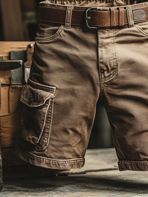 Rugged Cotton Cargo Shorts with Utility Pockets