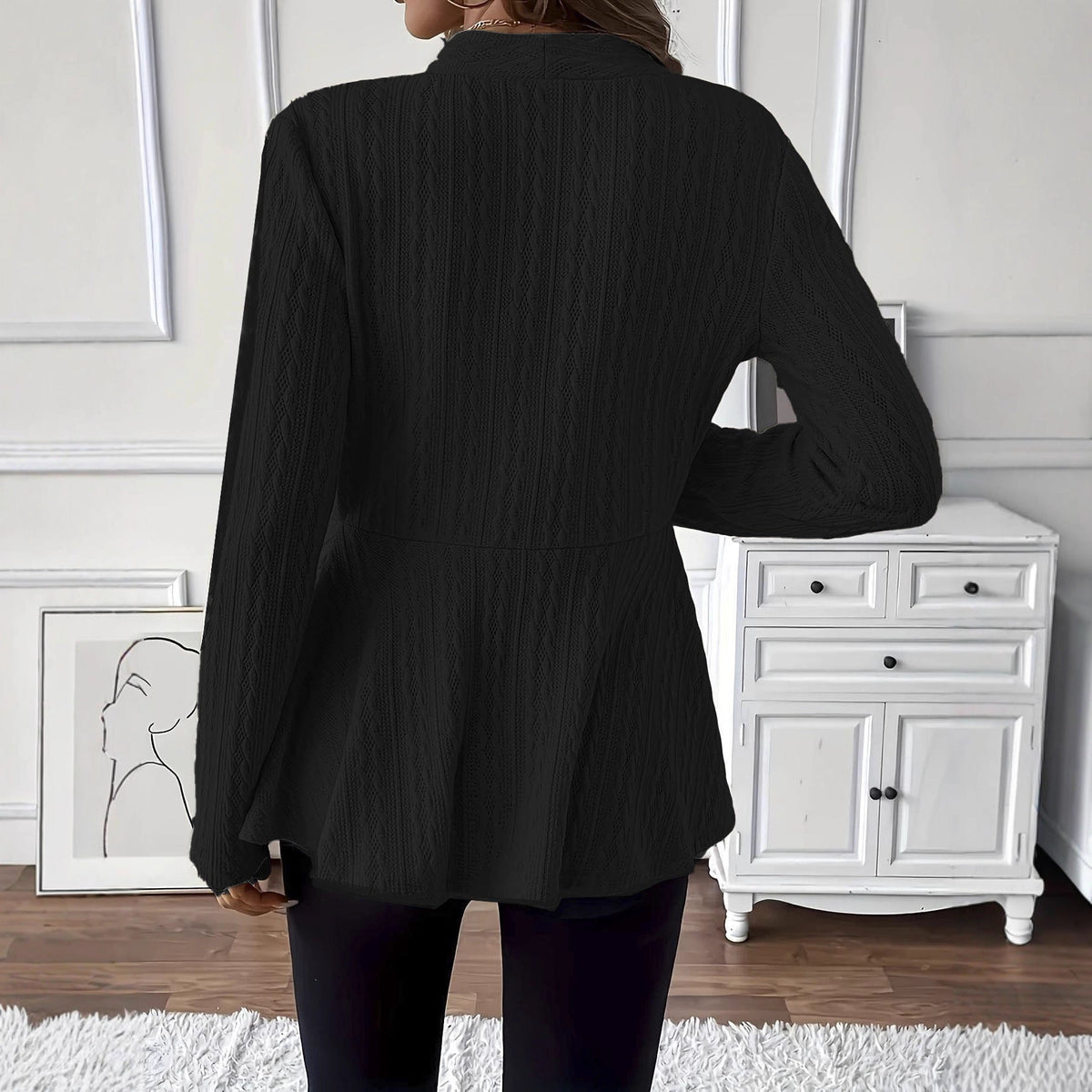 Women's Textured Cable-Knit Tailored Peplum Blazer