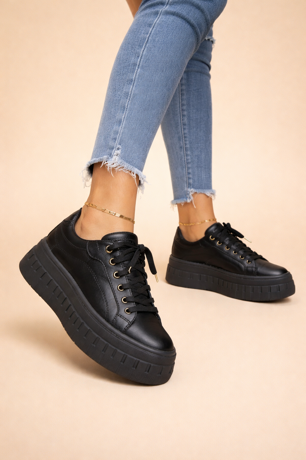 Women's Chunky Platform Lace-Up Sneakers