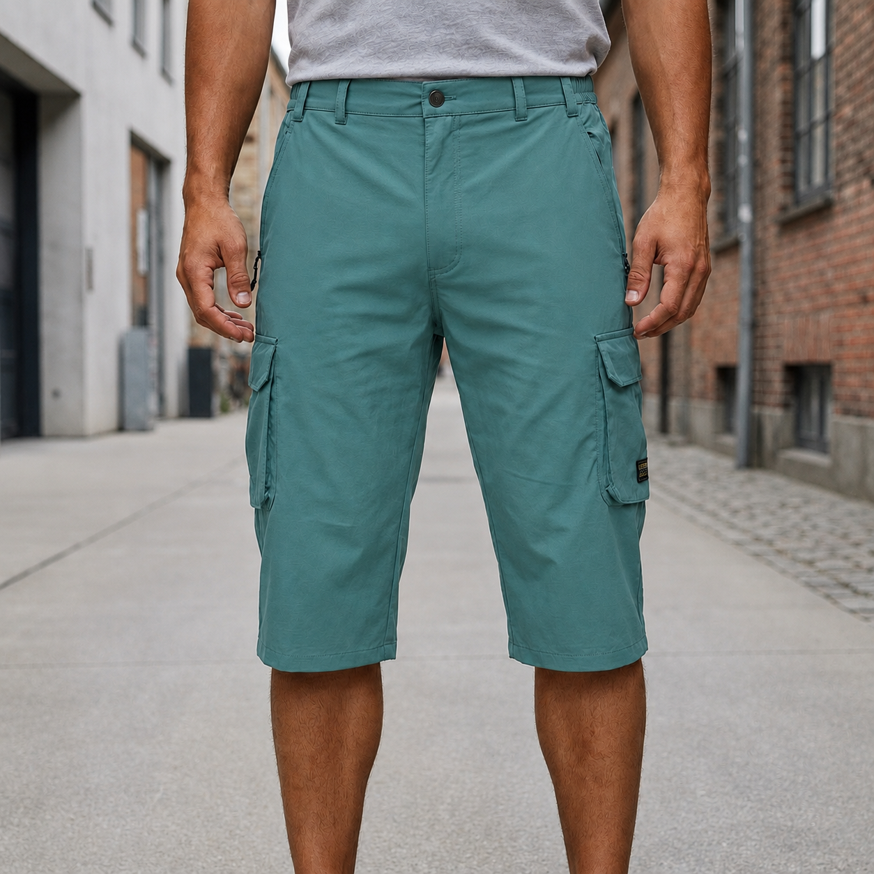 Longline Cargo Shorts with Zip Pocket Detail