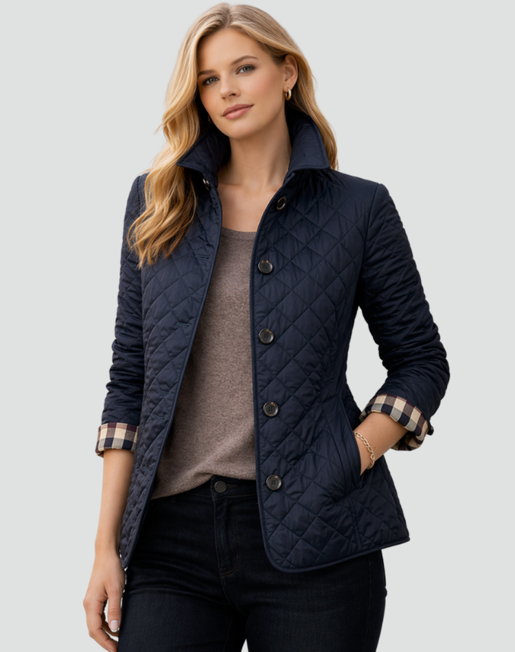 Women's Quilted Jacket with Contrast Cuff Lining
