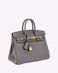 Structured Turn-Lock Tote Bag with Padlock Detail