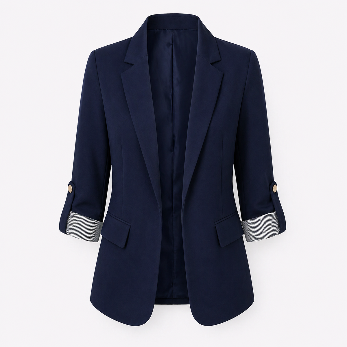 Blazer pour femme ouvert sur le devant avec poignets retroussés